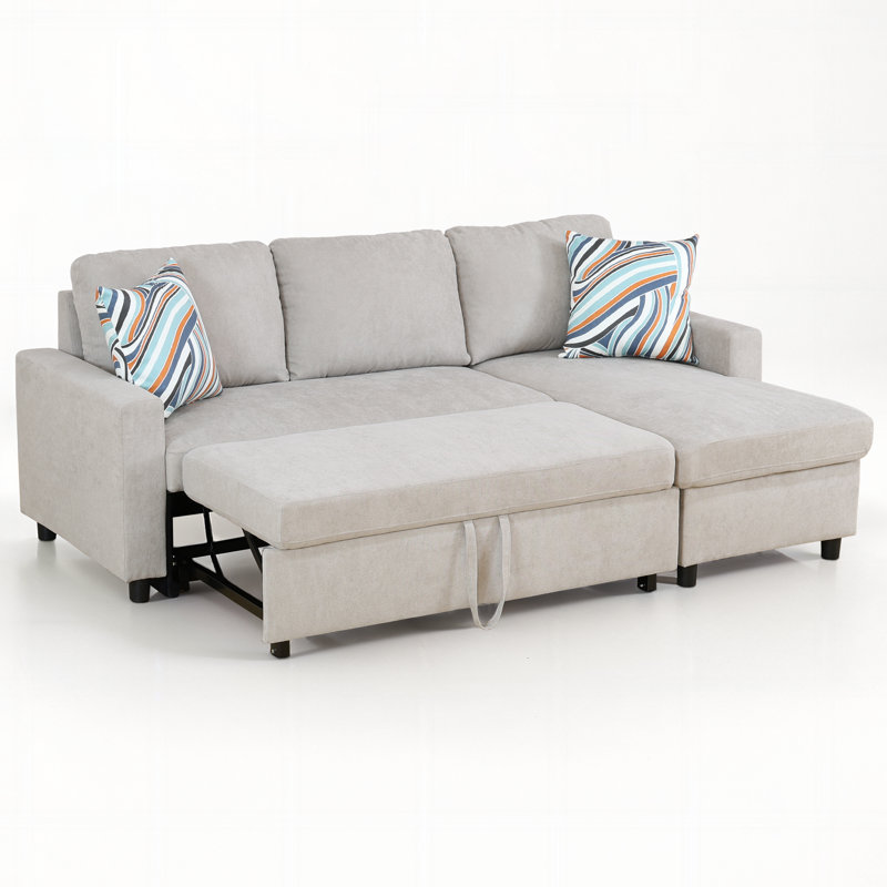 Maitilde 83'' Upholstered Sleeper Sofa, Beige Chenille