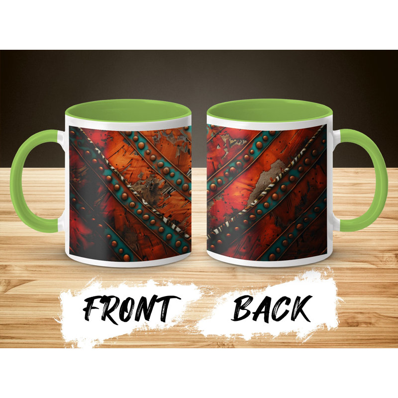 Chevron 11oz Accent Coffee Mug, Light Green