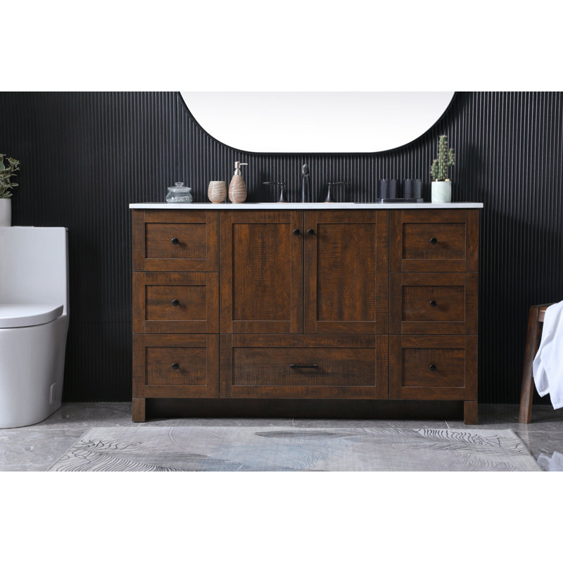 Soma 54'' Single Bathroom Vanity with Engineered Marble Top, Expresso