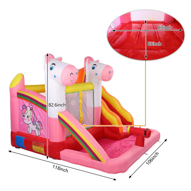Château sautant gonflable de style poney avec piscine et toboggan (y compris le ventilateur)