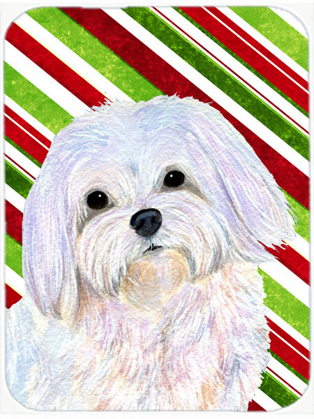 East Urban Home Maltese Candy Cane Holiday Christmas Glass Cutting Board