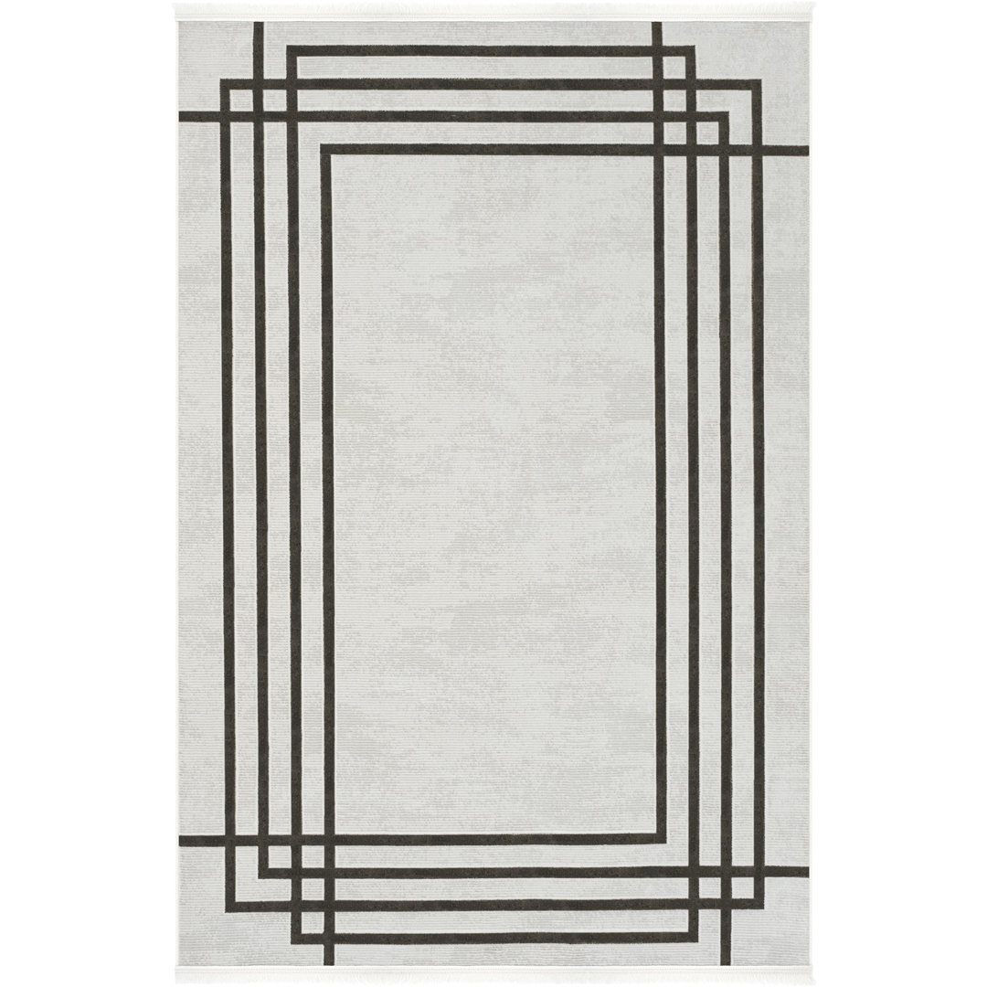Grey Plain,Bordered Living Room Rug, Machine Made using Polyester,Acrylic with Cream, Charcoal and Modern design
