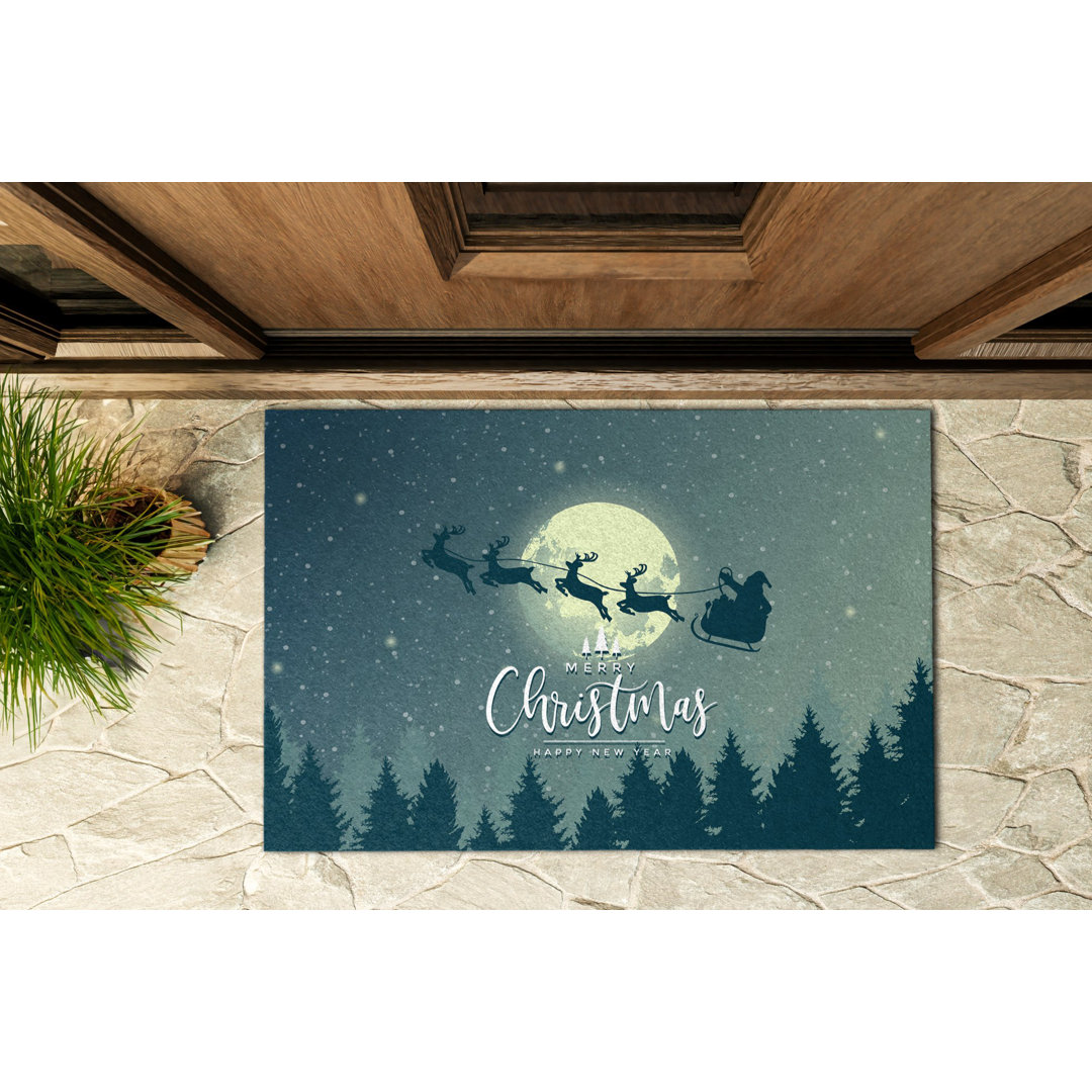 Weihnachtsmann Team B60 x L90 cm Rutschfeste TÃ¼rmatte fÃ¼r drauÃŸen