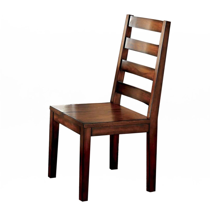 Ensemble de 2 chaises de salle à manger de style industriel en bois massif, Chêne tabac