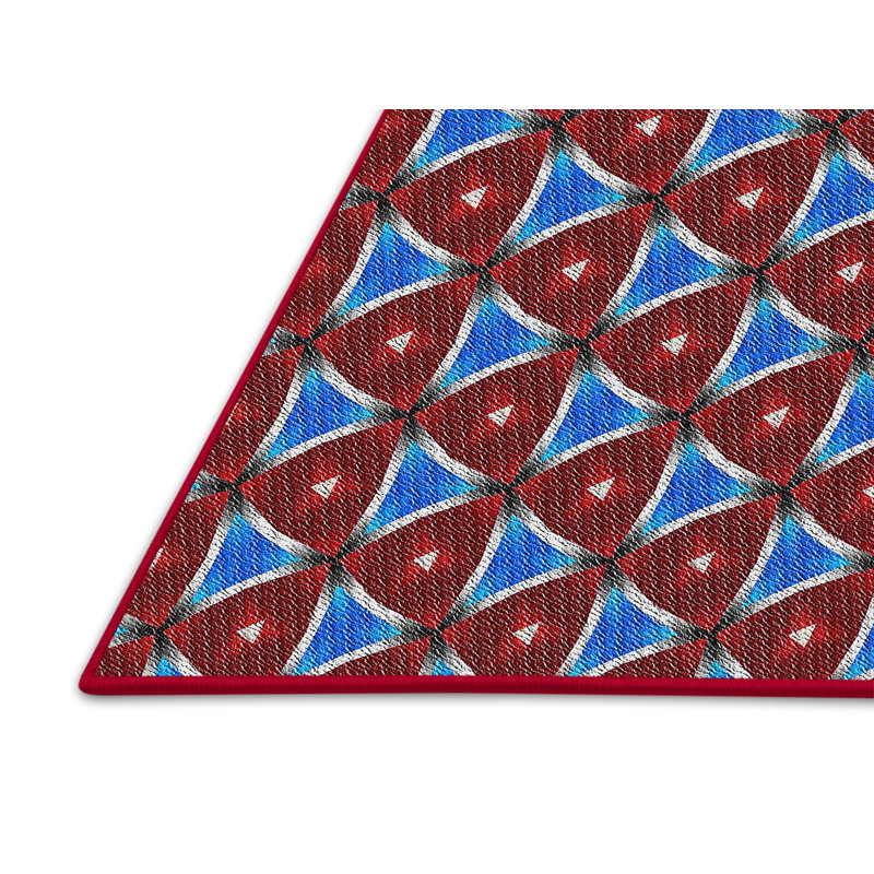 Tapis rouge / bleu Power Loom, Rectangle 7 pi x 9 pi