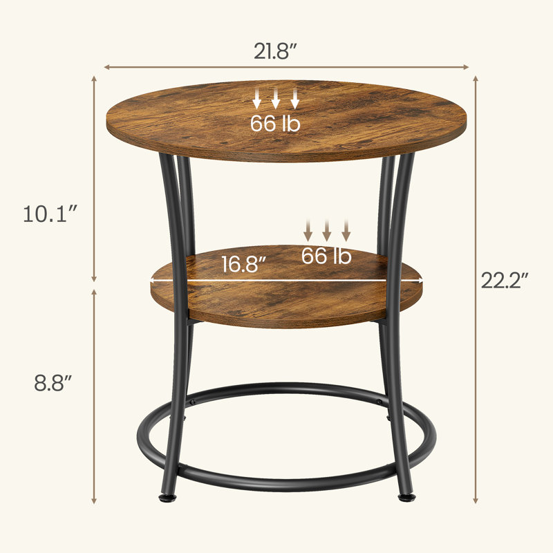 Table de bout avec rangement Rolande, Brun rustique / noir