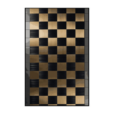 Machine Washable Checkered Black Area Rug