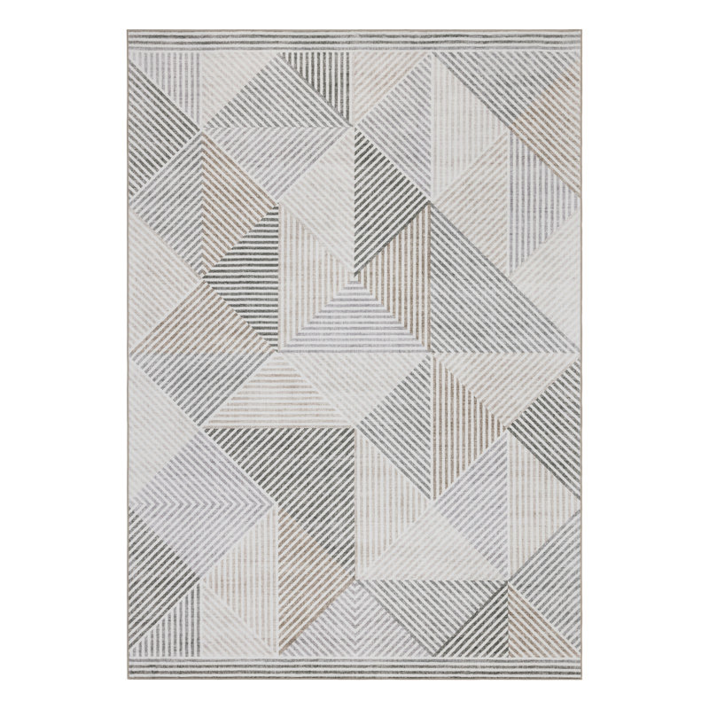 Jahree Miles Modern Geometric Machine Washable Area Rug, Rectangle 2' x 3', Beige