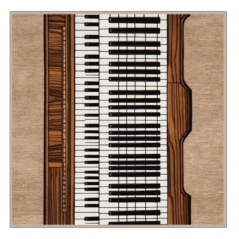 Washable Piano Music Area Rug, Round 8'