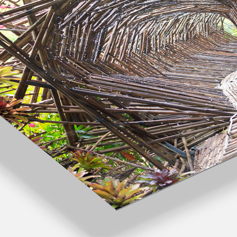 Bamboo Tunnel in the Garden - Photographie sans cadre sur métal, H 12 po x l 28 po x P 2 po