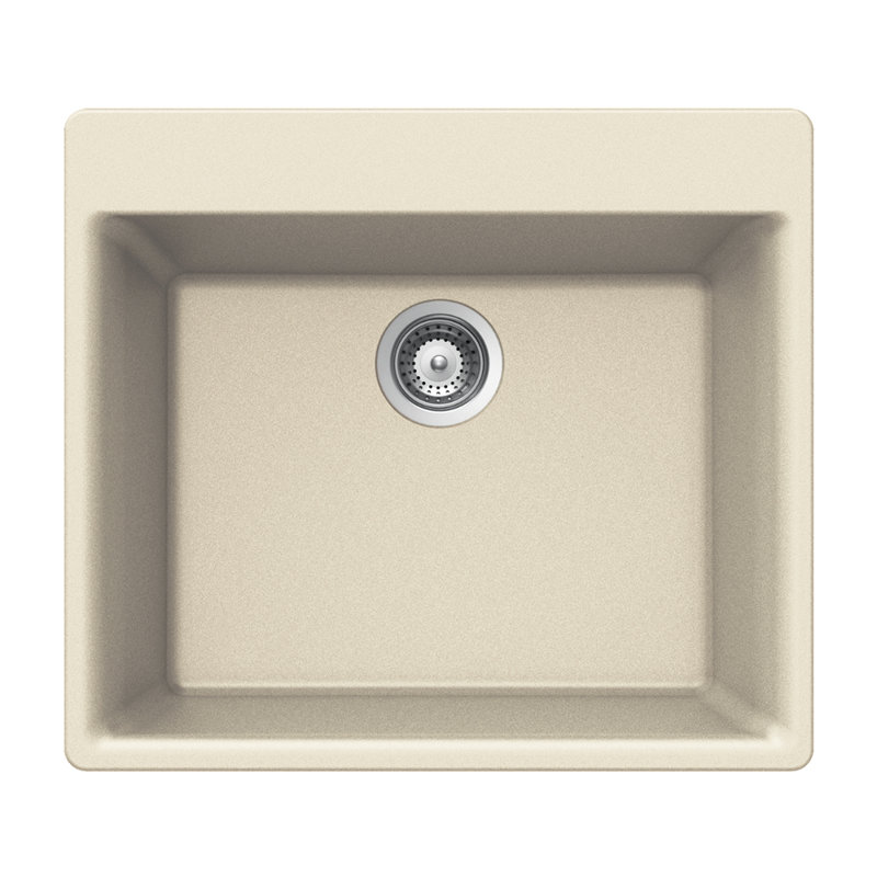 Houzer Quartztone 24 inch Granite Composite Topmount Single Bowl Kitchen Sink - G-100, Linen