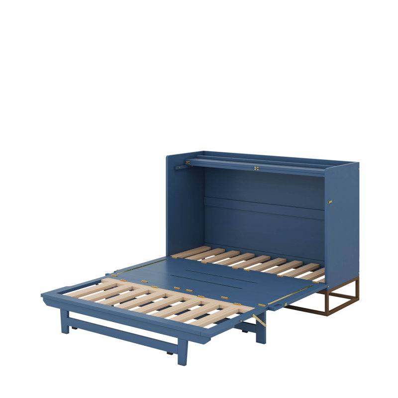 Grand lit escamotable avec pieds en fer, Bleu