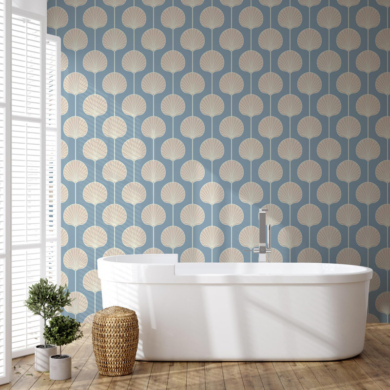 Deco Lily Large - Wallpaper, Blue, Premium Paper