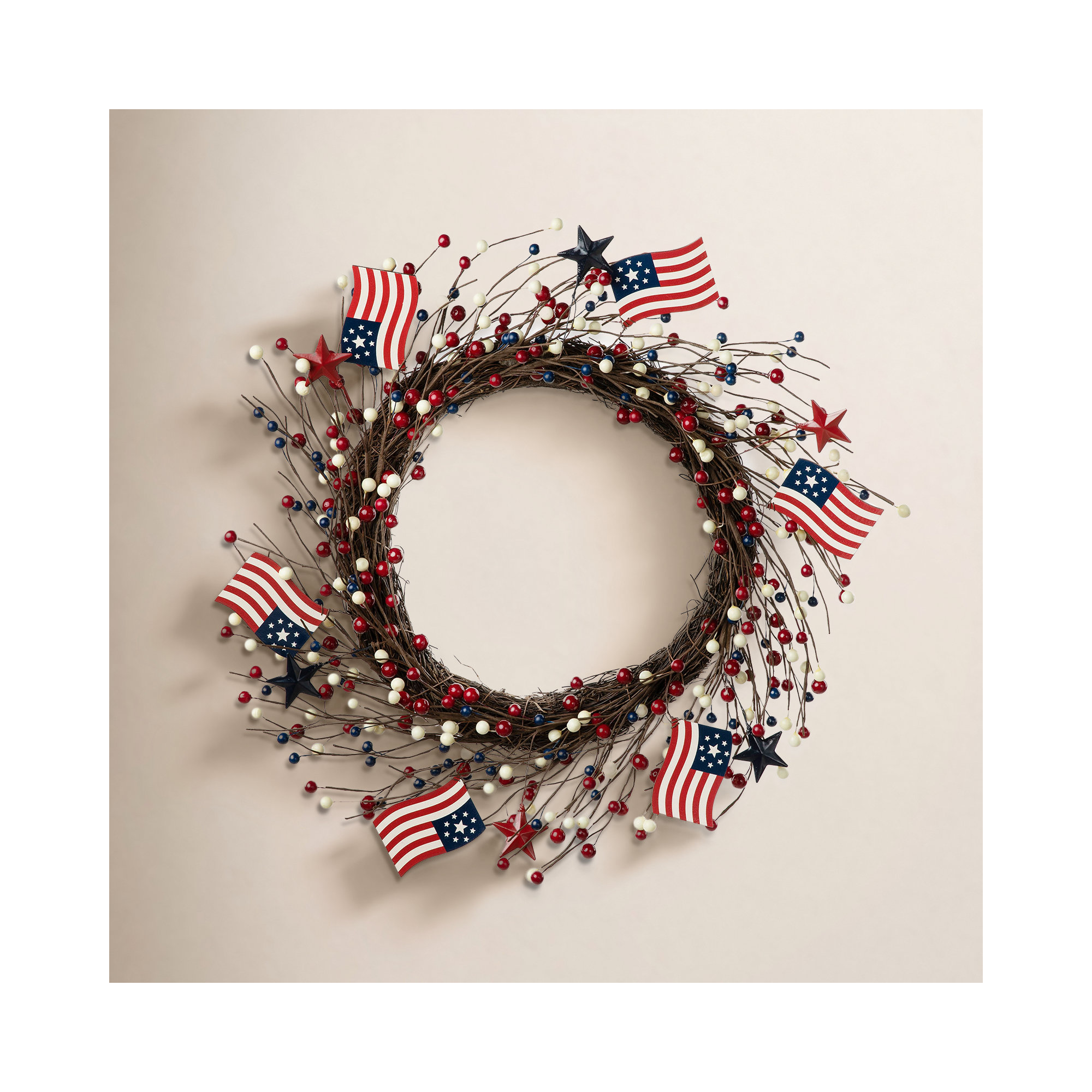 Patriotic/American Independence Day Faux 22'' Wreath