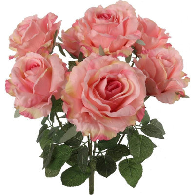 Ensemble de 4 rosiers artificiels roses 20 po avec 7 fleurs en soie (ensemble de 4)