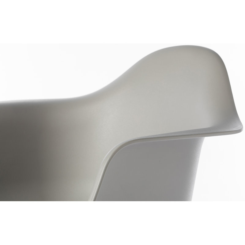 Gray Plastic Shell Dining Arm Chair with Wooden Legs