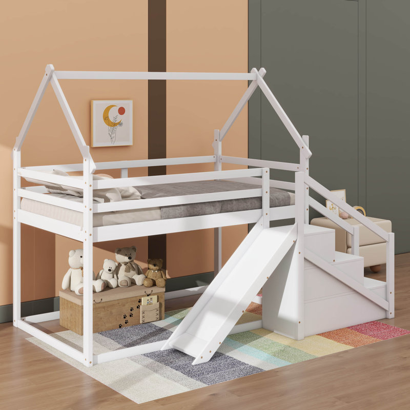 Lit mezzanine simple au-dessus d'un lit simple ou lit superposé, Blanc