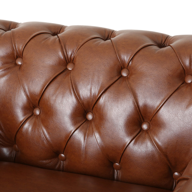 Fauteuil Chesterfield de 39 po de large Anduin, Brun cognac