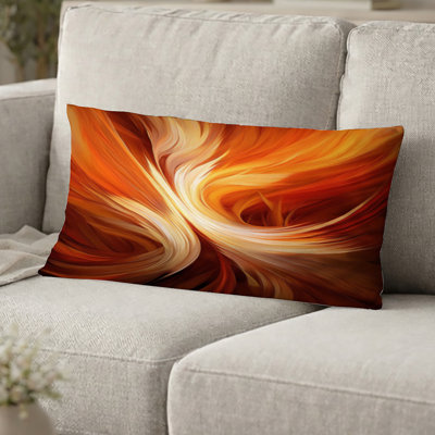 Coussin décoratif orange abstrait à motif fractal chaud VI - Coussin décoratif Fractals
