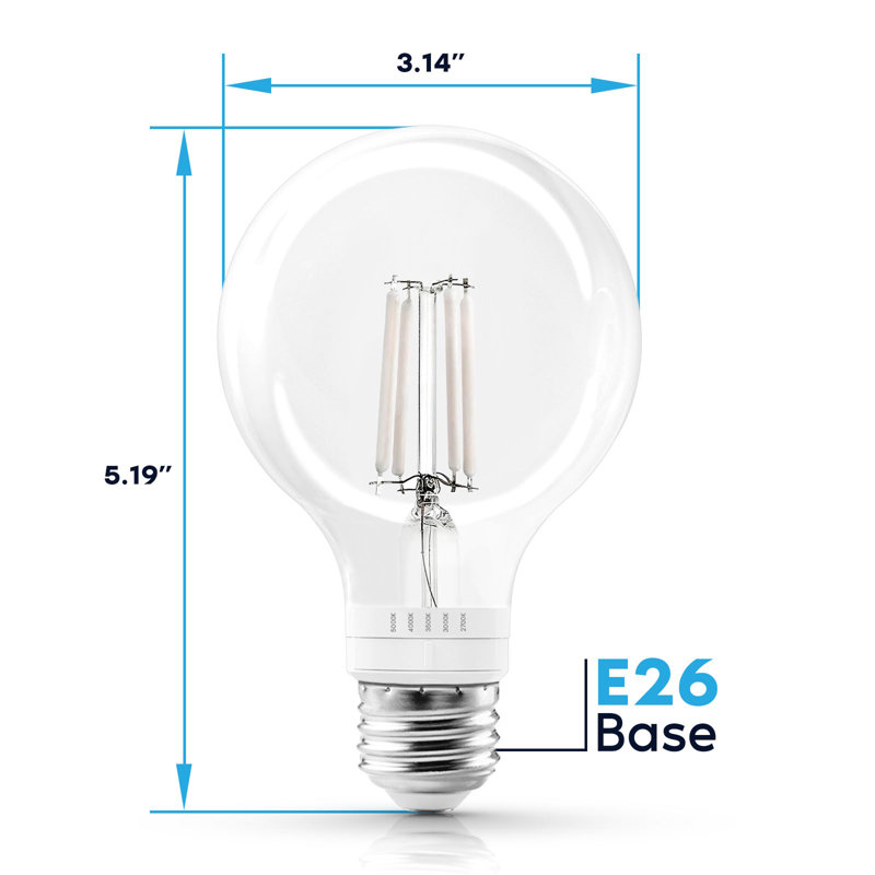 Ampoule DEL Luxrite Vintage G25 4,5 W = 60 W, 5CCT 2700 K 3000 K 3500 K 4000 K 5000 K, à intensité variable, 500 lumens, ampoule Edison à DEL, homologuée UL, paquet de base E26
