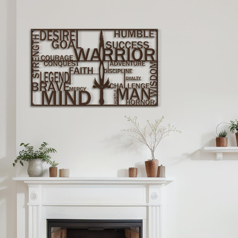 Warrior Motivation épée de collage épée moderne abstraite décoration murale décoration murale en métal, Brun