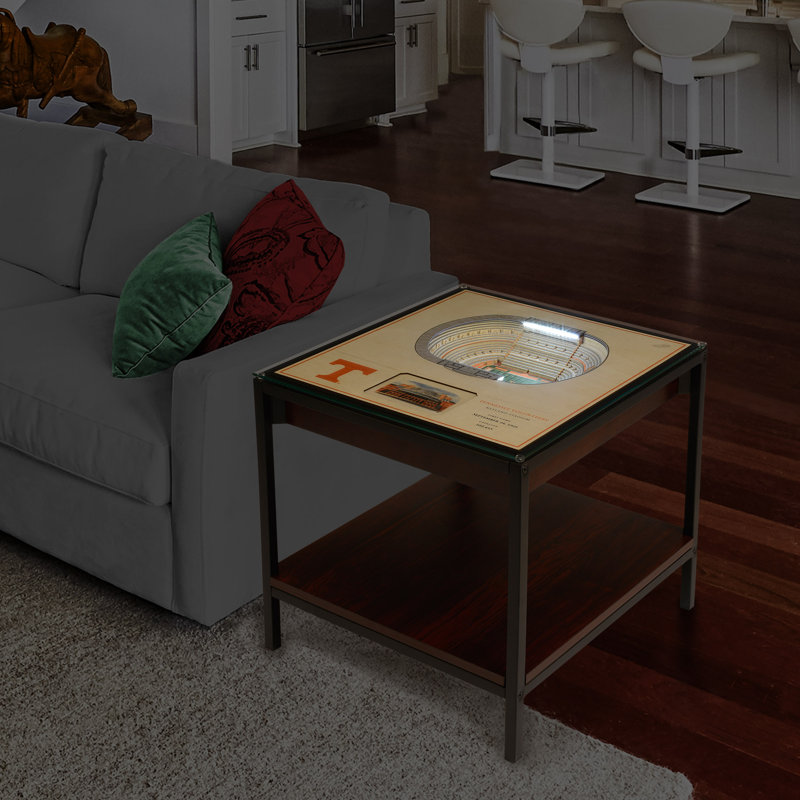 University of Tennessee Lighted Glass Top End Table