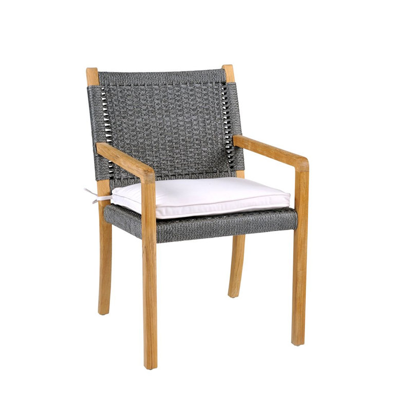 Hudson Teak Patio Dining Armchair, Charcoal Lace