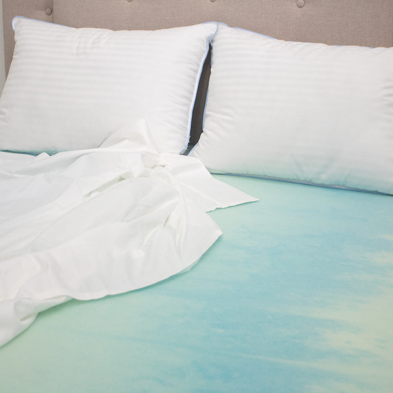 King Size Blue and Cream Gel Foam Mattress Topper