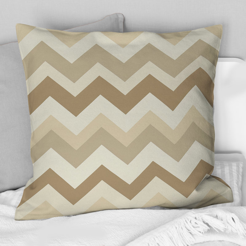 Coussin décoratif beige à motif de chevrons gris Dream III, H 16 po x l 16 po