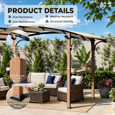 13 Ft. W x 8.5 Ft. D Steel Pergola with Canopy