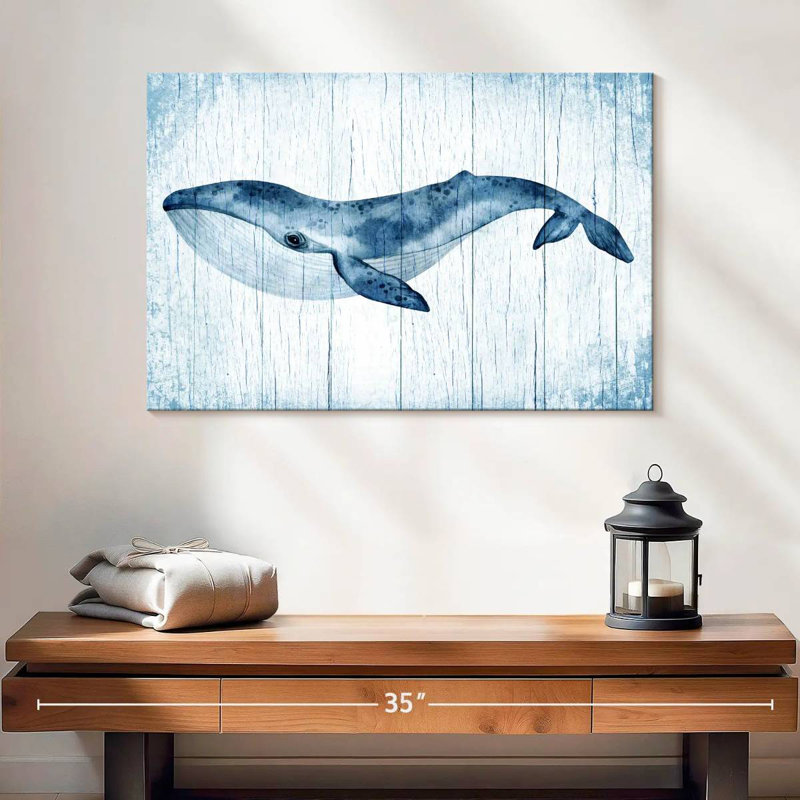 Baleine bleue en bois Brampt, H 16 po x l 24 po