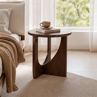 Table d'appoint en bois massif, table basse de style champêtre en bois naturel, décoration de salon simple, petite table d'appoint avec rangement