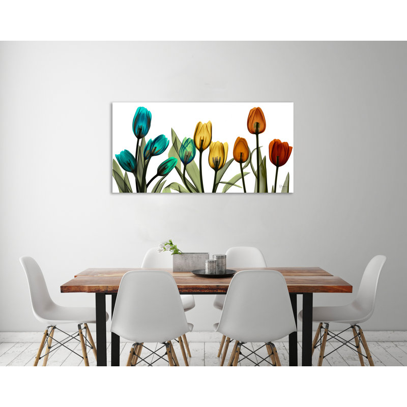 "New Tulipscape", toile tendue par Albert Koetsier, H 18 po x l 36 po x P 1,5 po