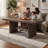 Ony Dining Table, 79 Inch Rectangular Top, Dark Walnut Brown Wood