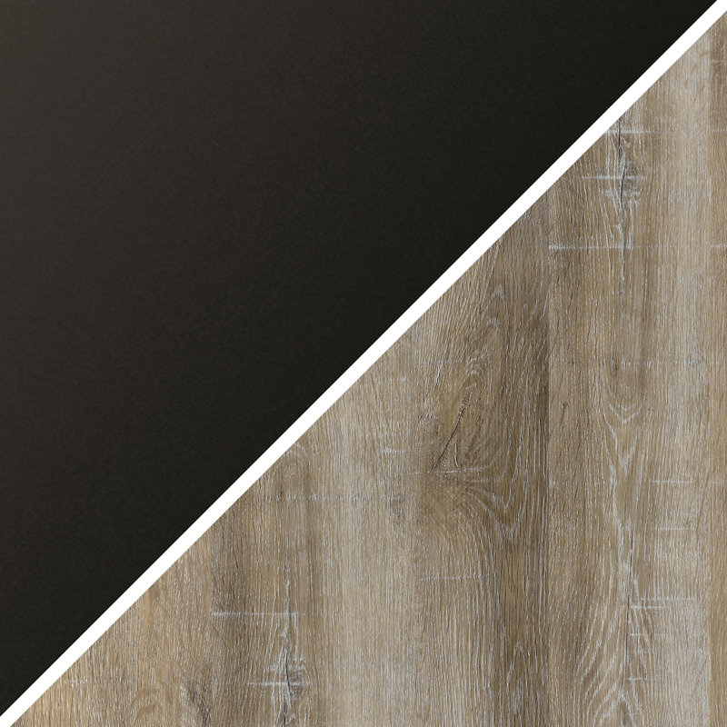 Side Table with Storage, Blackened Bronze/Limed Oak