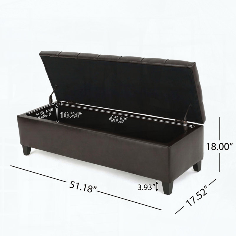 Storage Ottoman Bench with Button-Tufted PU Upholstery and Soft-Close Hinges, 300 lbs Capacity