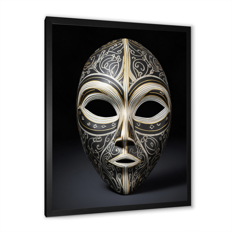 Impression sur toile, "Ethnical Traditional African Mask" - Tribal africain, Cadre simple noir, H 20 po x l 12 po x P 1 po
