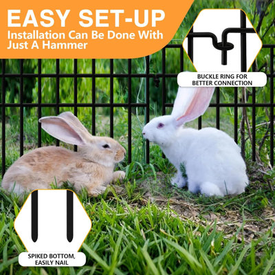 Barrière pour animaux 45,33 pi (L) x 13 po (H) sans creusage, 32 panneaux pour lapin