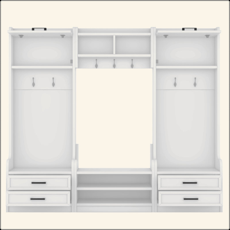 4-In-1 Detachable Hall Tree With Storage And 7 Hooks, Multiple Functions Hallway Coat Rack With Storage Drawers And Cabinet, Shoe Bench For Entryway Hallway