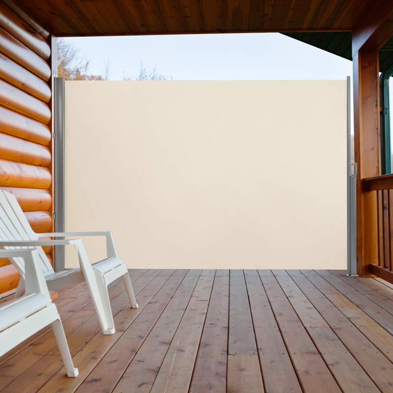 Patio Retractable Side Awning with Aluminum Frame, Waterproof Privacy Screen for Garden and Pools, Beige