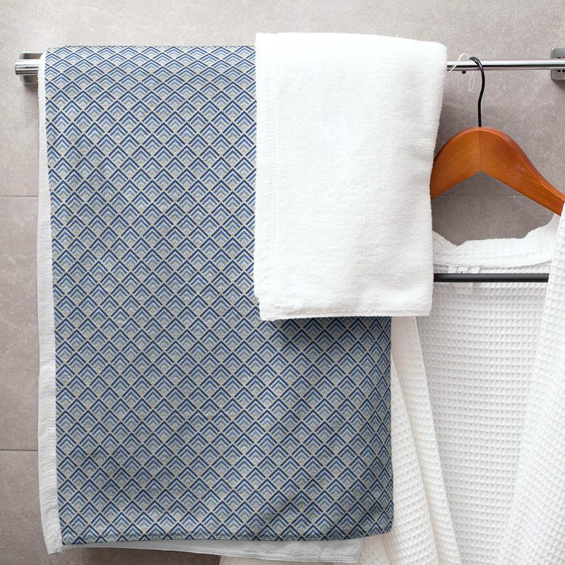 Serviette de bain géométrique katelyn elizabeth, Jaune / Bleu
