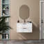 Armoire de meuble-lavabo 31,5 "avec lavabo, armoire flottante murale avec ligne décorative, système de fermeture en douceur, 2 très grands tiroirs, bois massif, pour salle de bain blanc