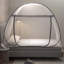 Pop Up Bed Mosquito Net Tent, 90*195cm Gray Full Net Bottom Bed Canopy, Portable Foldable Insect Screen, Indoor Outdoor Bed Tent for Bedroom Dorm Camping