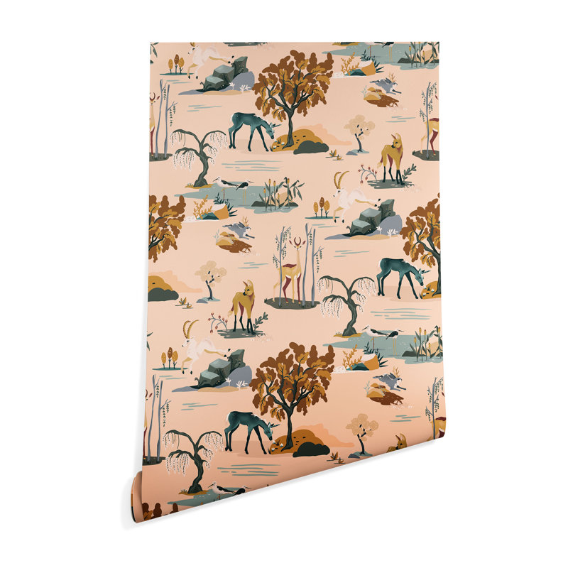 The Whiskey Ginger Cute Playful Animal Pattern Peel And Stick Wallpaper Panel