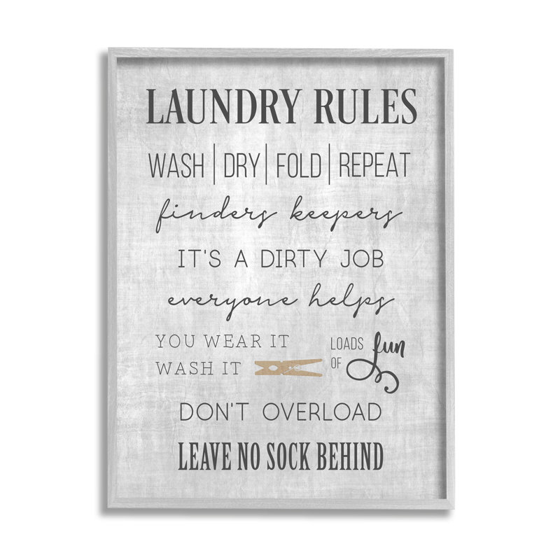 Laundry Room Rules Family List, estampe numérique par CAD, H 14 po x l 11 po x P 1,5 po, Estampe numérique Farmhouse