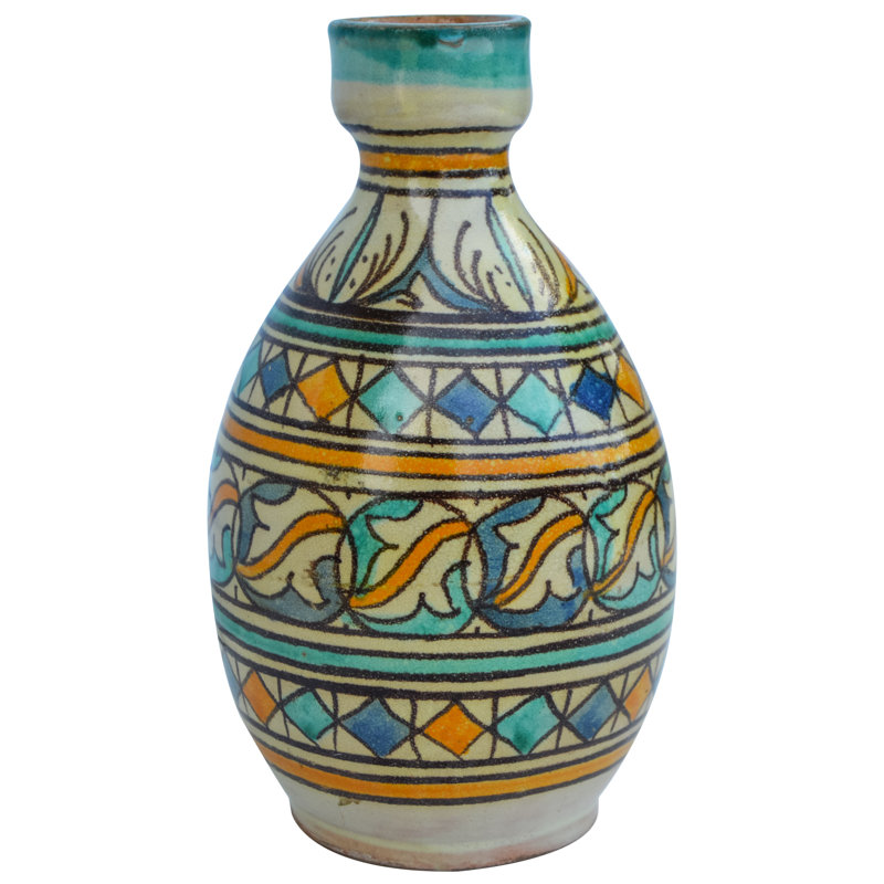 Vase de table en céramique d’intérieur/extérieur orange 7,25 po