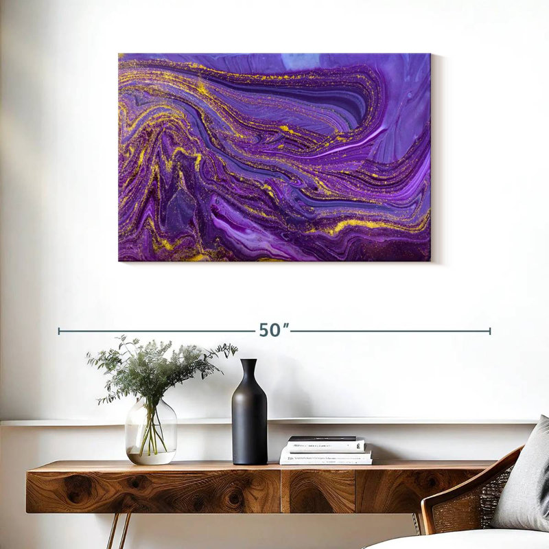 Mauve abstrait - reproduction sur toile tendue, H 24 po x l 36 po x P 1,25 po