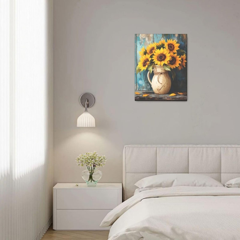 Art mural en toile tournesol sans cadre 16 po x 20 po