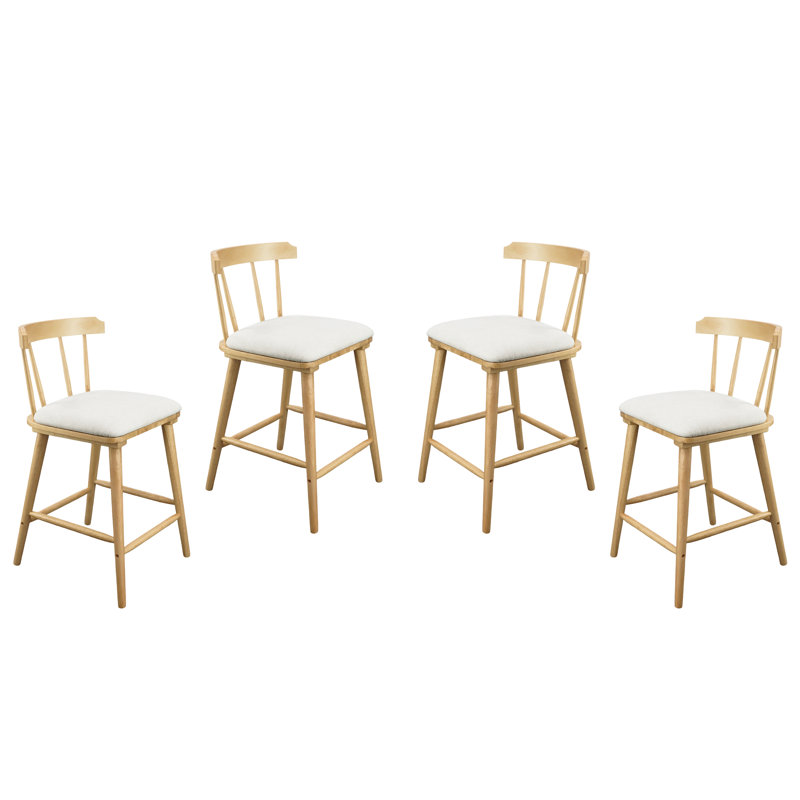 Tabouret de comptoir rembourré Eira, Naturel
