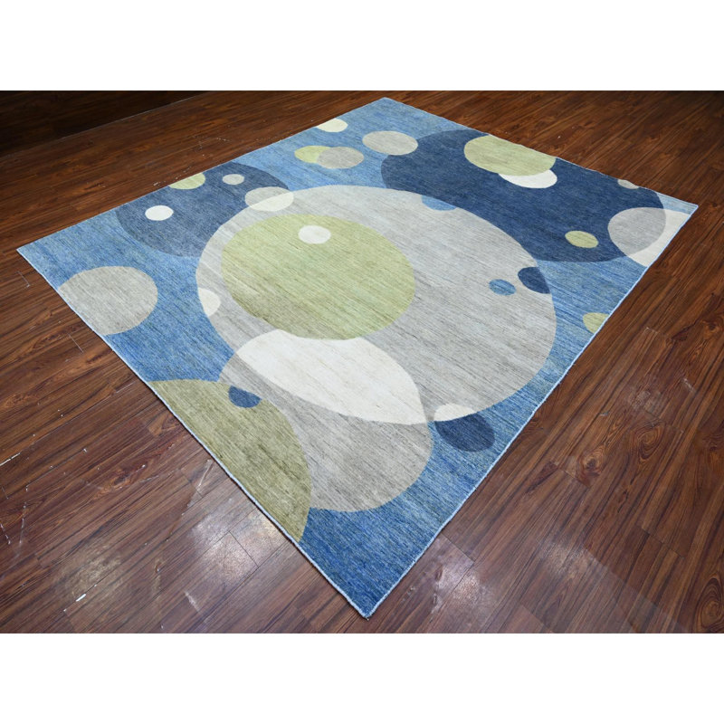 Tapis bleu en laine New Age Talibah One-of-a-Kind 8 pi 2 po x 9 pi 7 po